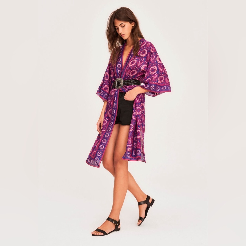Ba&sh Kirby Kimono with Sash in Bougainviller, NWT O/S